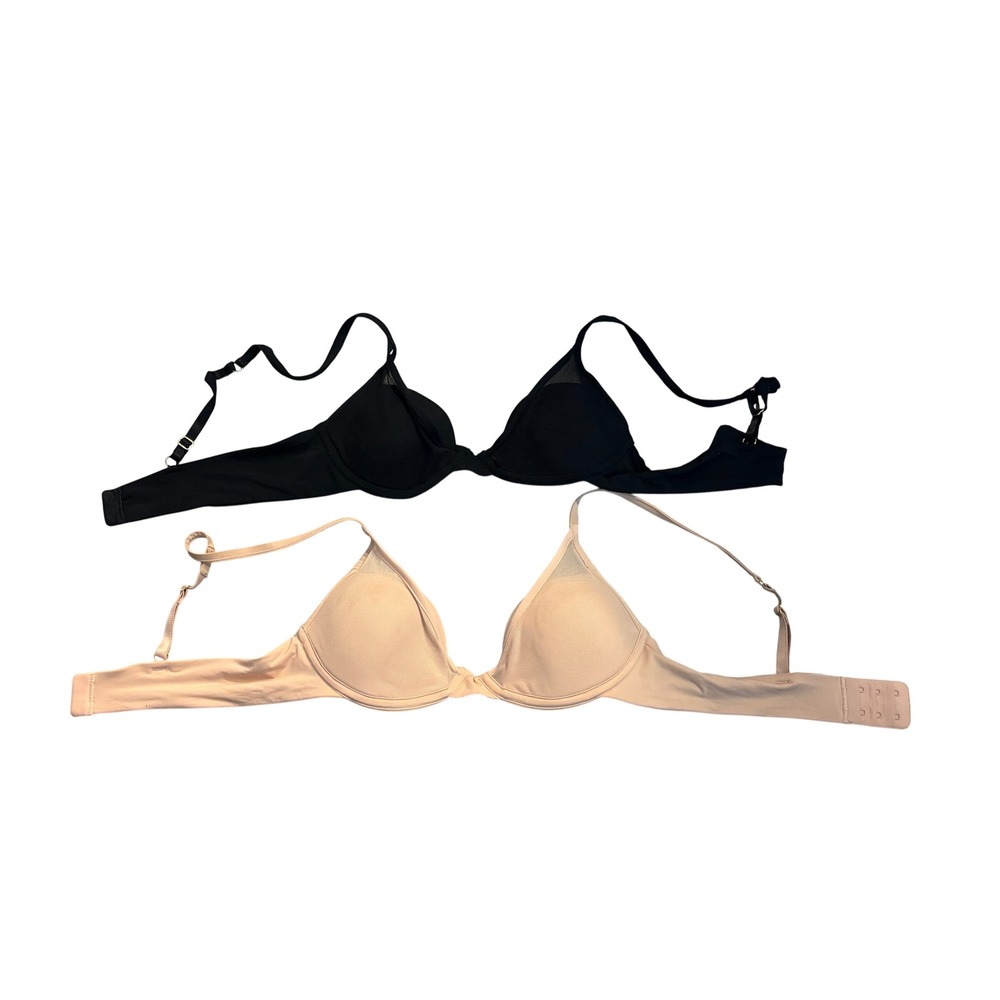 2 Pepper Mesh Bra Bundle Black Beige Nude Small Chest 34A Underwire lot